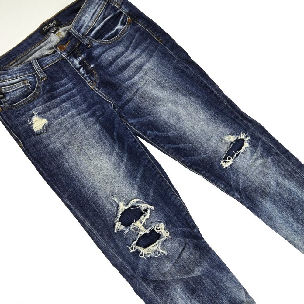 Judy Blue Distressed Ripped Everyday Essential Jeans Comfort Stretch Slimming 29